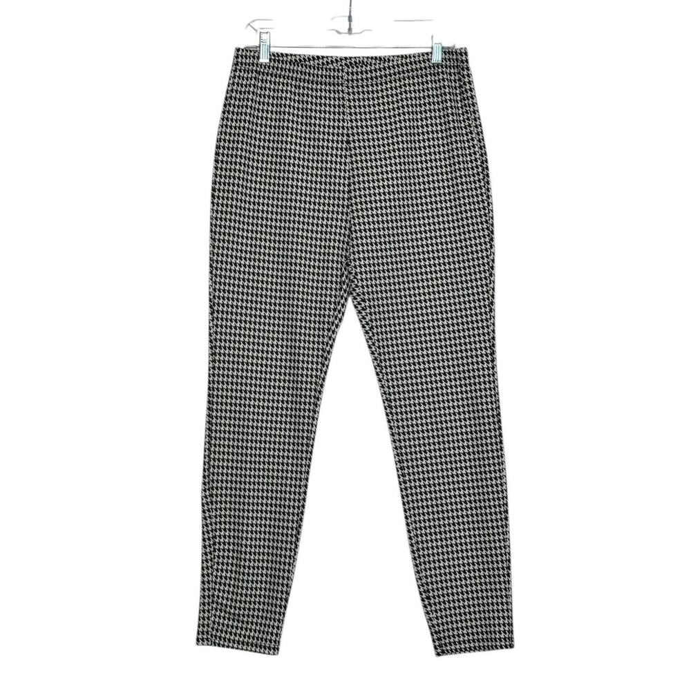 Shein black white houndstooth pull on pants size Large